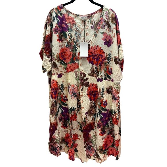 Andree By Unit Women's Floral Blooms V-Neck Mini Bohemian Comfy Dress Size 3X - Picture 1 of 5